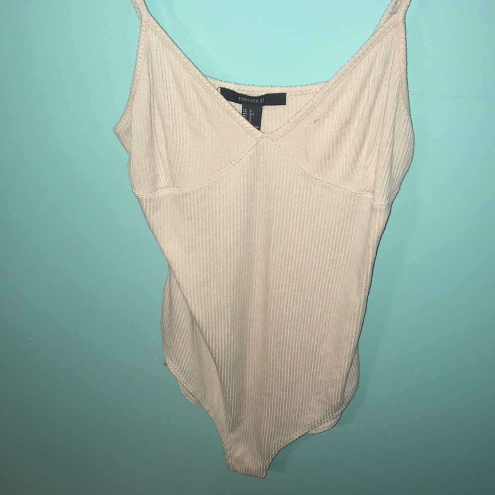Cream ribbed bodysuit